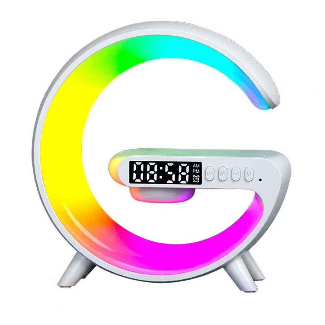 G63 G-Shaped LED Lamp with Wireless Speaker and Digital Clock